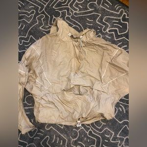 Favlux Fashion Gold and White piping rain coat oversized cinched waist casual